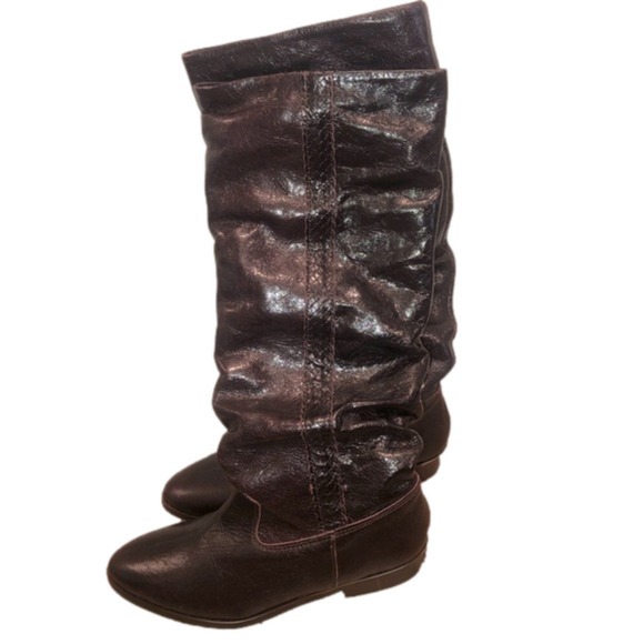 𝅺l’intervalle Aubergine Leather Slouchy Tall Boots  Sz 40 / 9 - Picture 2 of 5